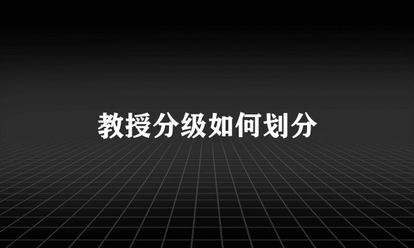 教授分级如何划分