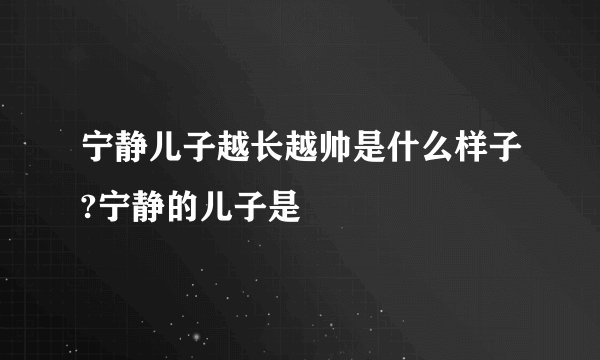 宁静儿子越长越帅是什么样子?宁静的儿子是
