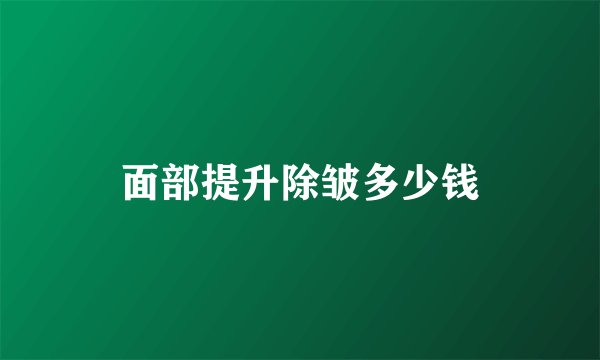 面部提升除皱多少钱