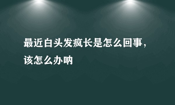 最近白头发疯长是怎么回事，该怎么办呐