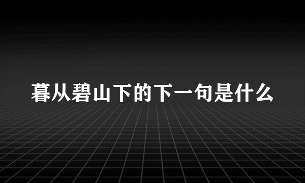 暮从碧山下的下一句是什么