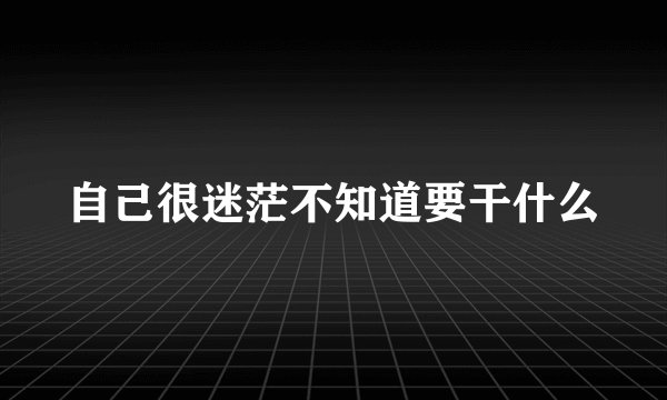 自己很迷茫不知道要干什么