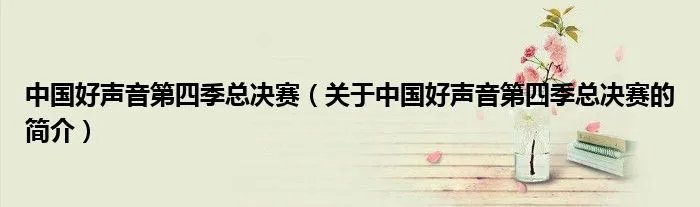 中国好声音第四季总决赛（关于中国好声音第四季总决赛的简介）