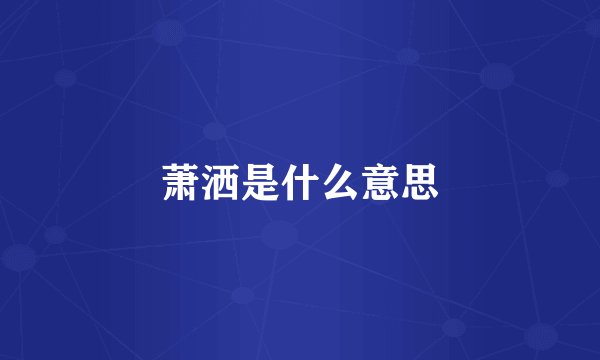 萧洒是什么意思