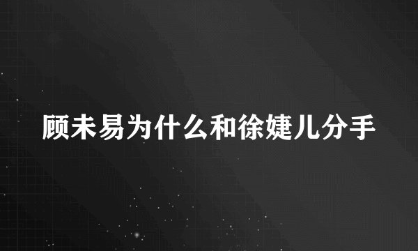 顾未易为什么和徐婕儿分手
