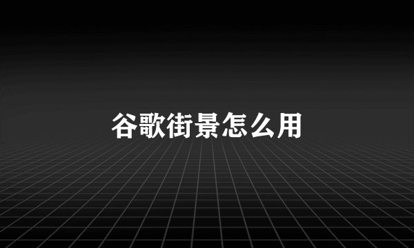 谷歌街景怎么用