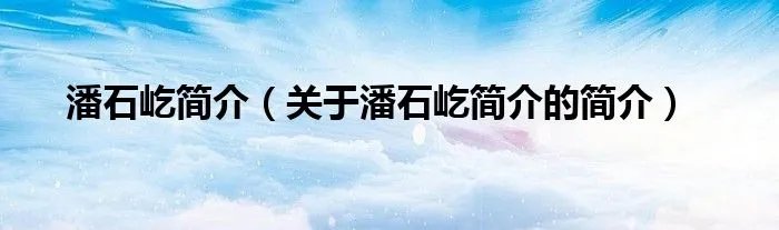 潘石屹简介（关于潘石屹简介的简介）