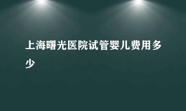 上海曙光医院试管婴儿费用多少