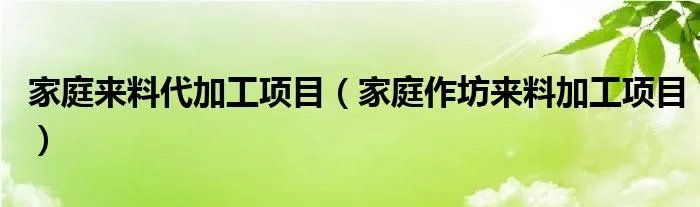 家庭来料代加工项目（家庭作坊来料加工项目）