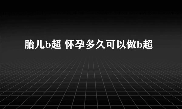 胎儿b超 怀孕多久可以做b超