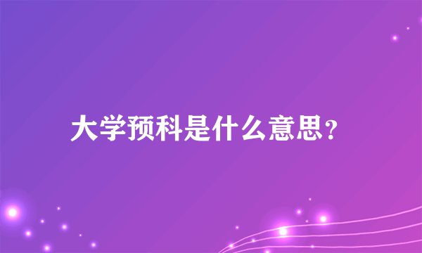 大学预科是什么意思？