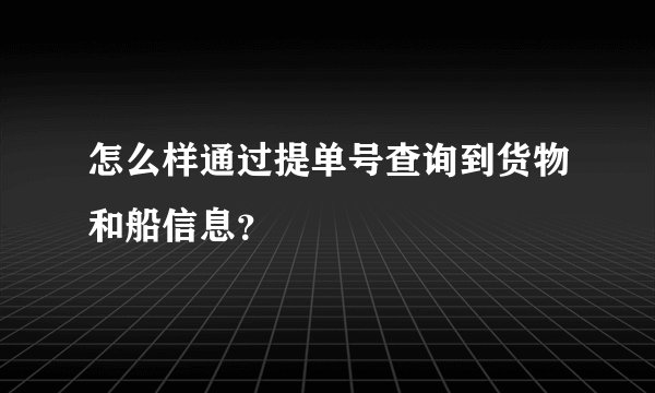 怎么样通过提单号查询到货物和船信息?