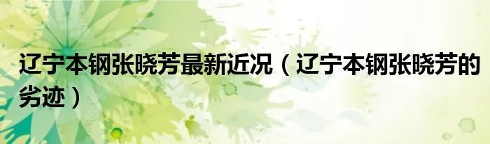 辽宁本钢张晓芳最新近况（辽宁本钢张晓芳的劣迹）