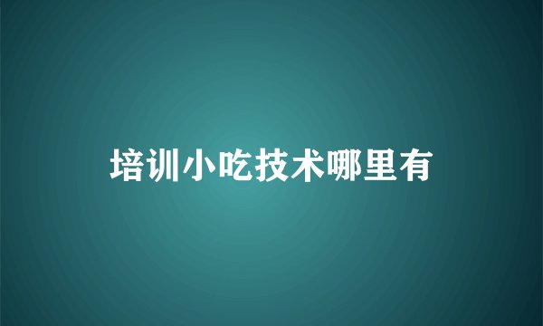 培训小吃技术哪里有