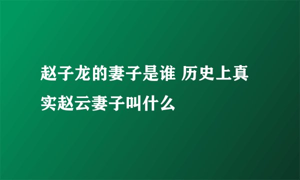赵子龙的妻子是谁 历史上真实赵云妻子叫什么