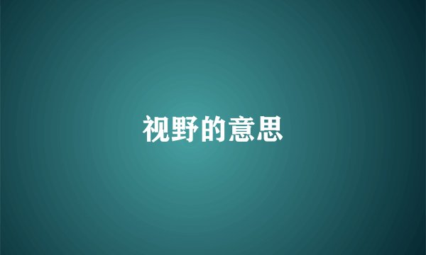 视野的意思