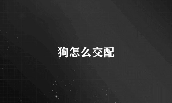 狗怎么交配
