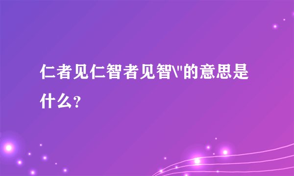 仁者见仁智者见智\