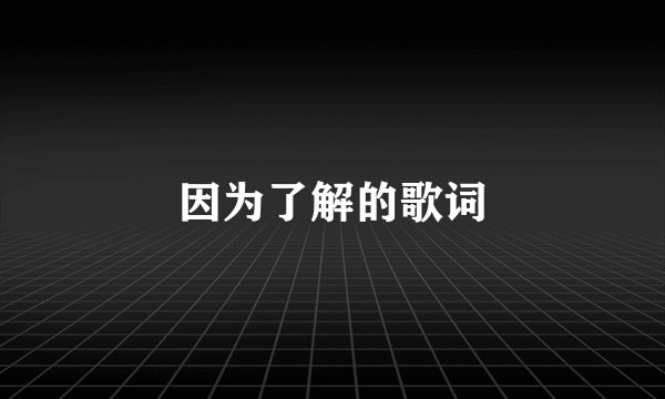 因为了解的歌词