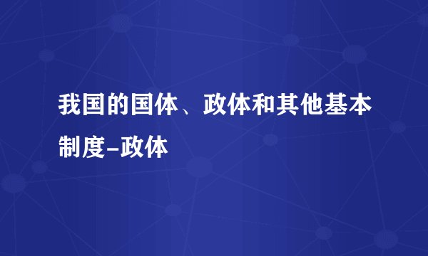 我国的国体、政体和其他基本制度-政体