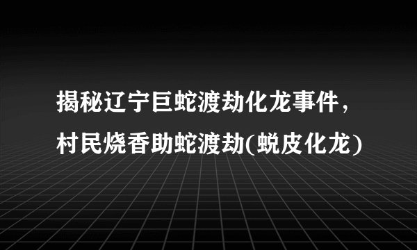 揭秘辽宁巨蛇渡劫化龙事件,村民烧香助蛇渡劫(蜕皮化龙)