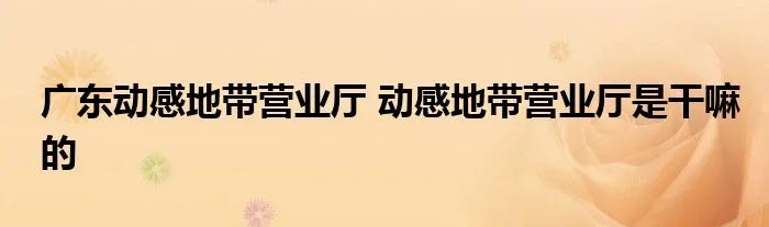 广东动感地带营业厅 动感地带营业厅是干嘛的