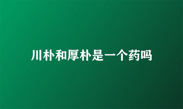 川朴和厚朴是一个药吗