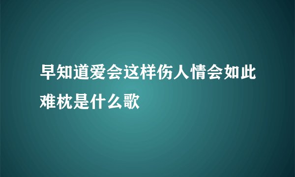 早知道爱会这样伤人情会如此难枕是什么歌