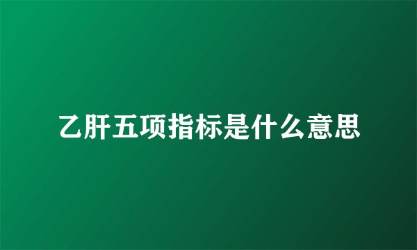 乙肝五项指标是什么意思
