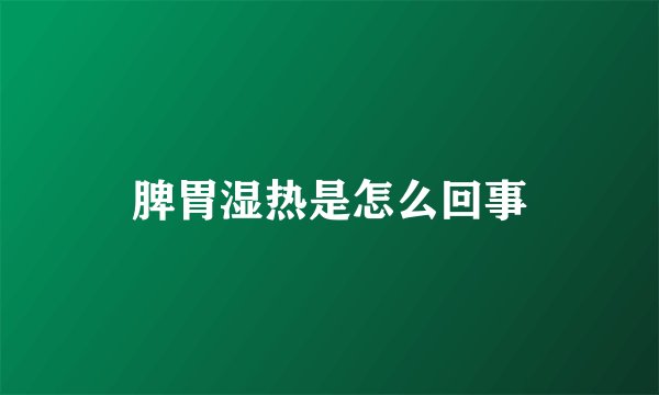 脾胃湿热是怎么回事