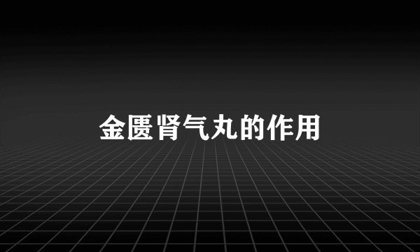 金匮肾气丸的作用