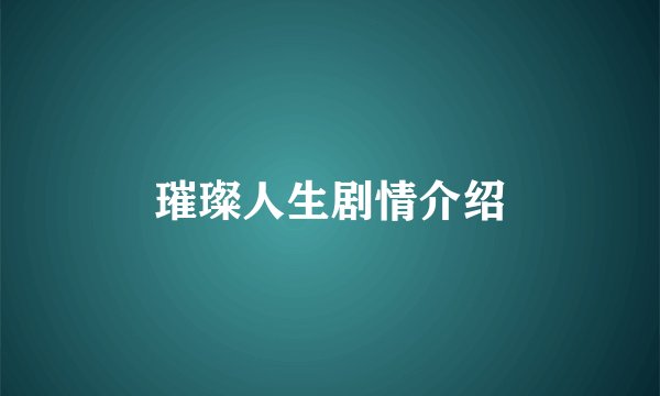 璀璨人生剧情介绍