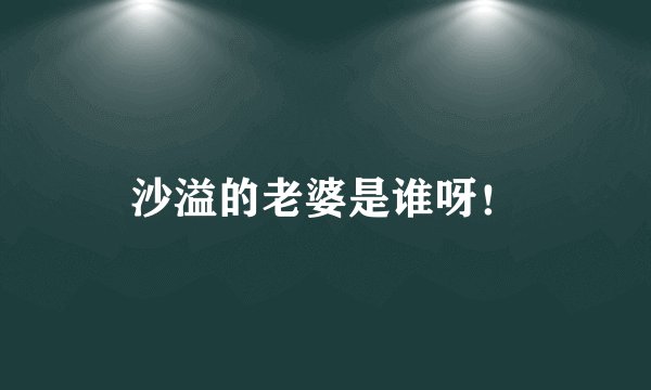 沙溢的老婆是谁呀！