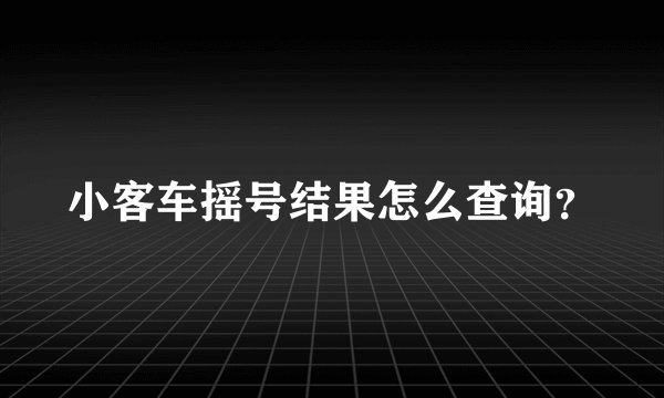 小客车摇号结果怎么查询？