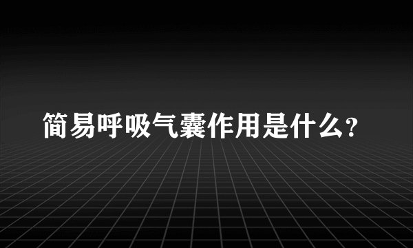 简易呼吸气囊作用是什么？