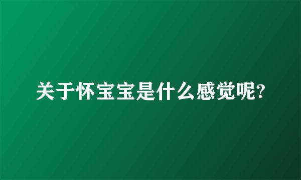 关于怀宝宝是什么感觉呢?