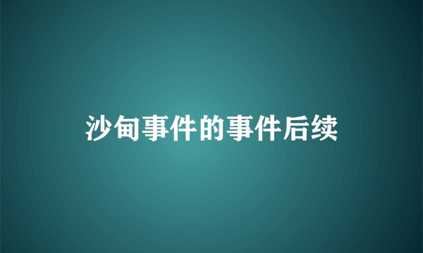 沙甸事件的事件后续