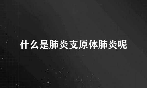 什么是肺炎支原体肺炎呢