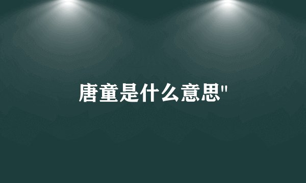 唐童是什么意思