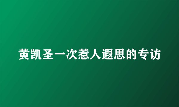 黄凯圣一次惹人遐思的专访