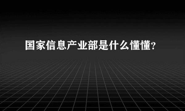 国家信息产业部是什么懂懂？