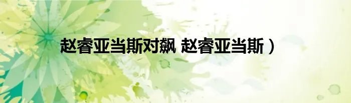 赵睿亚当斯对飙 赵睿亚当斯）