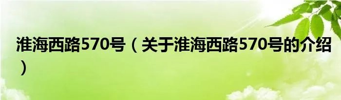淮海西路570号（关于淮海西路570号的介绍）