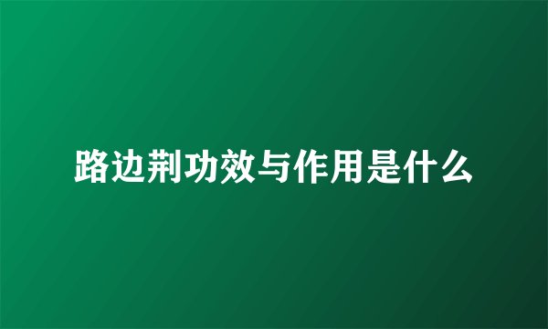 路边荆功效与作用是什么