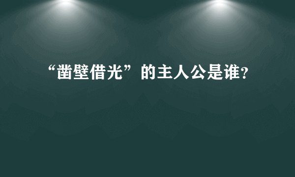 “凿壁借光”的主人公是谁？