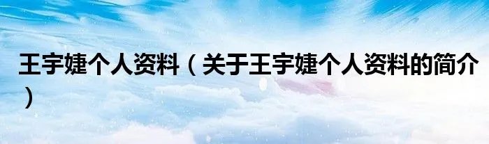 王宇婕个人资料（关于王宇婕个人资料的简介）