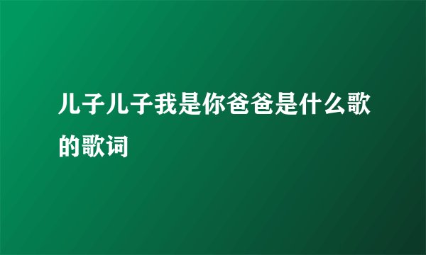 儿子儿子我是你爸爸是什么歌的歌词