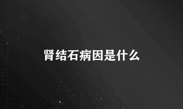 肾结石病因是什么