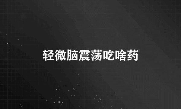 轻微脑震荡吃啥药