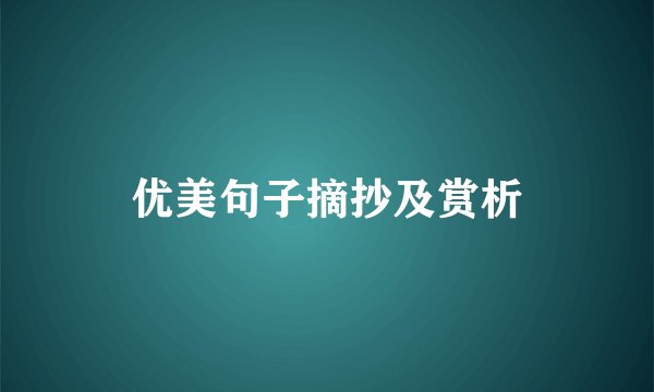 优美句子摘抄及赏析